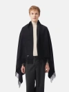 Gobi Mongolian Cashmere Medium Fringe Blanket In Black
