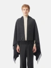 Gobi Mongolian Cashmere Medium Fringe Blanket In Charcoal