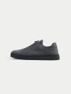 Gobi Mongolian Cashmere Mercerized Wool Cashmere Knitted Sneakers In Frost Gray