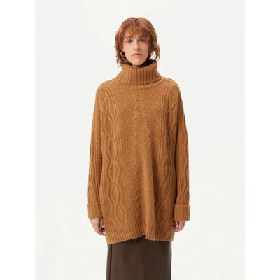 Gobi Mongolian Cashmere Multi-stitch Cashmere Turtleneck In Almond