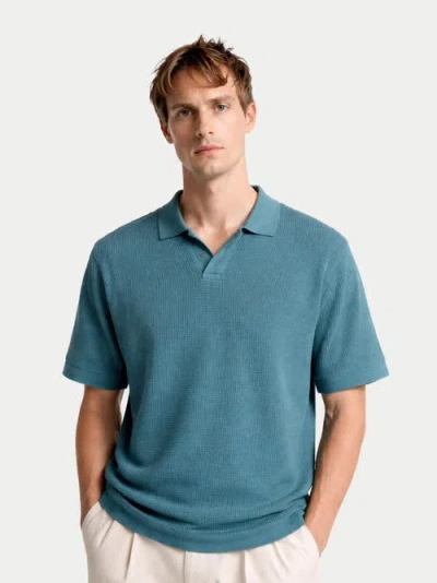 Gobi Mongolian Cashmere Open Collar Cashmere Silk Polo Shirt In Green