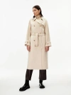 Gobi Mongolian Cashmere Organic Cashmere Color Double Breasted Trench Coat In Beige