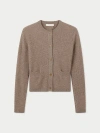 Gobi Mongolian Cashmere Organic Color Buttoned Cashmere Cardigan In Taupe