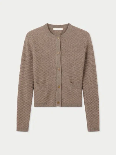 Gobi Mongolian Cashmere Organic Color Buttoned Cashmere Cardigan In Taupe