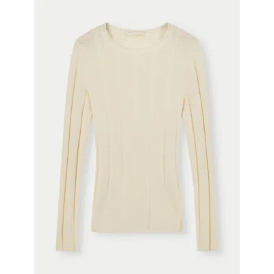 Gobi Mongolian Cashmere Organic Color C-neck Cashmere Sweater In Off White