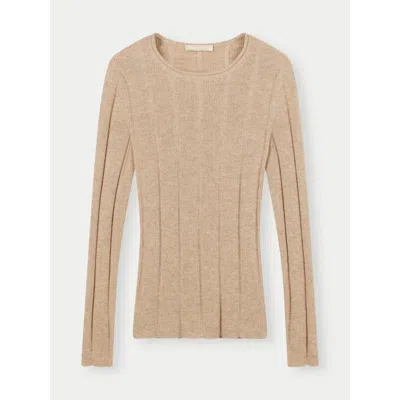 Gobi Mongolian Cashmere Organic Color C-neck Cashmere Sweater In Warm Grey