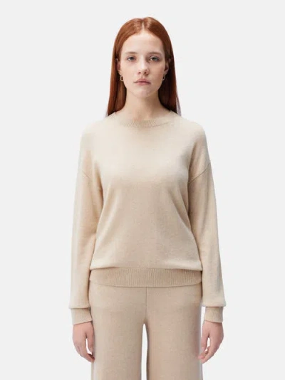 Gobi Mongolian Cashmere Organic Color Cashmere Asymmetrical Sweater In Beige