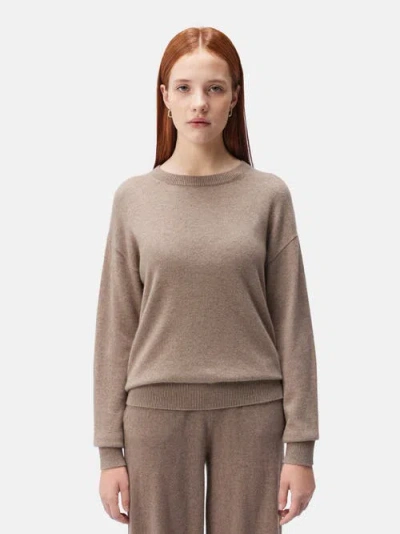Gobi Mongolian Cashmere Organic Color Cashmere Asymmetrical Sweater In Taupe