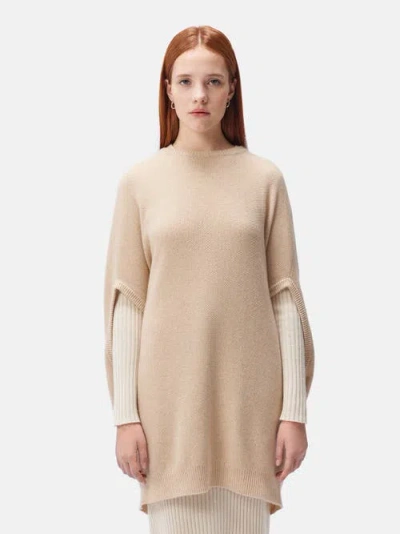 Gobi Mongolian Cashmere Organic Color Cashmere Cocoon Sweater In Beige