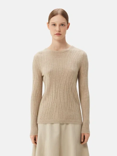 Gobi Mongolian Cashmere Organic Color Cashmere Crewneck Sweater In Gray