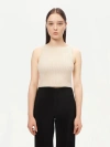 Gobi Mongolian Cashmere Organic Color Cashmere Crop Top In Off White