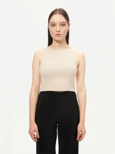 Gobi Mongolian Cashmere Organic Color Cashmere Crop Top In Off White