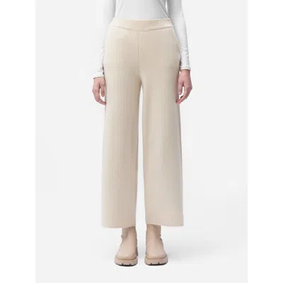 Gobi Mongolian Cashmere Organic Color Cashmere Wide-leg Pants In Off White