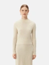 Gobi Mongolian Cashmere Organic Color Cropped High Neck Cashmere Sweater In Off White