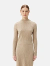Gobi Mongolian Cashmere Organic Color Cropped High Neck Cashmere Sweater In Warm Grey