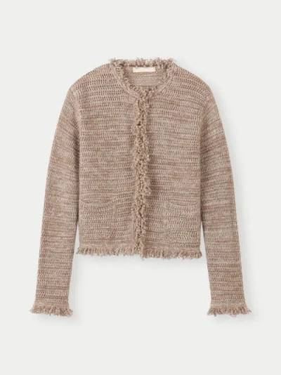 Gobi Mongolian Cashmere Organic Color Hook And Eye Closure Cashmere Cardigan In Taupe