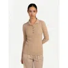 Gobi Mongolian Cashmere Organic Color Lightweight Polo In Beige