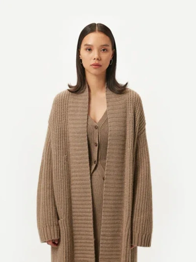 Gobi Mongolian Cashmere Organic Color Open-front Cashmere Cardigan In Taupe