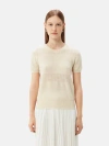 Gobi Mongolian Cashmere Organic Color Short-sleeved Cashmere Crewneck Top In Off White