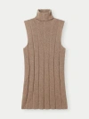 Gobi Mongolian Cashmere Organic Color T-neck Cashmere Top In Taupe