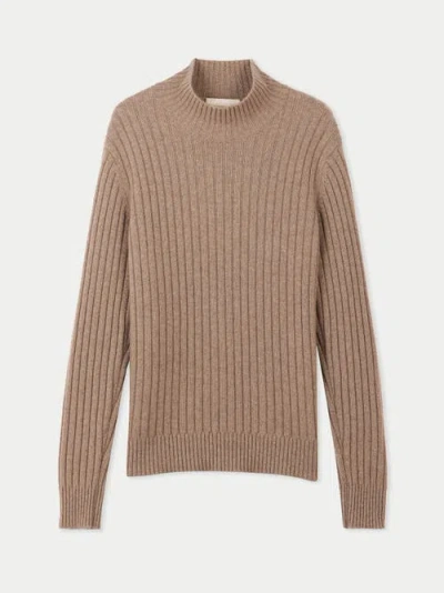 Gobi Mongolian Cashmere Organic Color Textured Knit Cashmere Sweater In Taupe