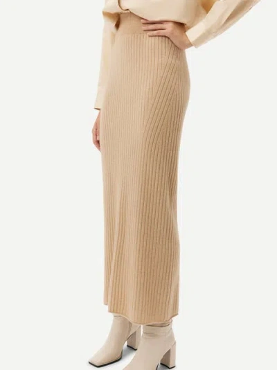 Gobi Mongolian Cashmere Organic Colour Cashmere Midi Skirt In Sand