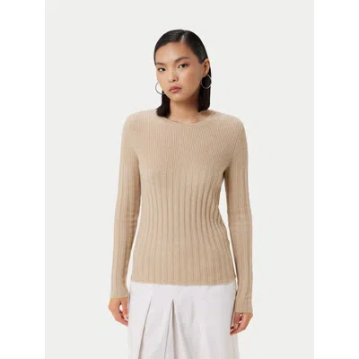 Gobi Mongolian Cashmere Organic Colour Rib-knit Cashmere Crew Neck Sweater In Sand