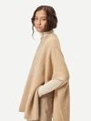 Gobi Mongolian Cashmere Organic Colour Rib-knit Cashmere Poncho In Sand