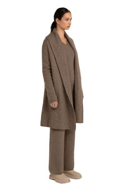 Gobi Mongolian Cashmere Organic Shawl Collar Cardigan Taupe In Brown