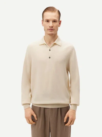 Gobi Mongolian Cashmere Polo Neck Sweater In Off White