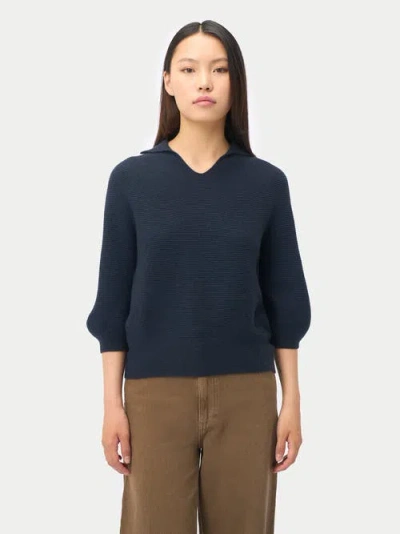 Gobi Mongolian Cashmere Polo Sweater In Blue