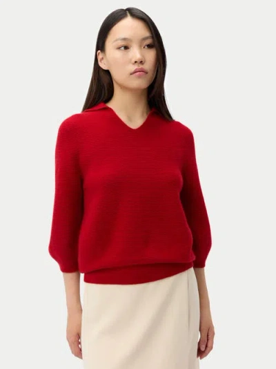 Gobi Mongolian Cashmere Polo Sweater In Red