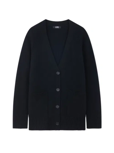 Gobi Mongolian Cashmere Relaxed-fit Cashmere Cardigan In Black
