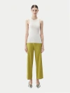 Gobi Mongolian Cashmere Rib-knit Silk Cashmere Blend Pants In Dark Citron