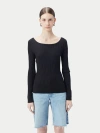 Gobi Mongolian Cashmere Ribbed Cotton Silk Cashmere Blend Sweater In Black