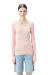 Gobi Mongolian Cashmere Ribbed Cotton Silk Cashmere Blend Sweater In Pink