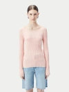 Gobi Mongolian Cashmere Ribbed Cotton Silk Cashmere Blend Sweater In Primrose Pink