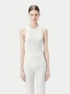 Gobi Mongolian Cashmere Ribbed Cotton Silk Cashmere Blend Tank Top In Whisper White