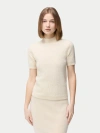 Gobi Mongolian Cashmere Short-sleeve Textured Cashmere Top In Off White