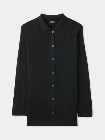 Gobi Mongolian Cashmere Silk Cashmere Cardigan In Black