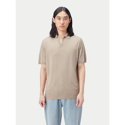Gobi Mongolian Cashmere Silk Cashmere Polo Shirt In Beige