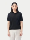 Gobi Mongolian Cashmere Silk Cashmere Polo Shirt In Black
