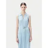 Gobi Mongolian Cashmere Sleeveless Silk Cashmere Polo Dress In Blue
