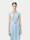 Gobi Mongolian Cashmere Sleeveless Silk Cashmere Polo Dress In Powder Blue