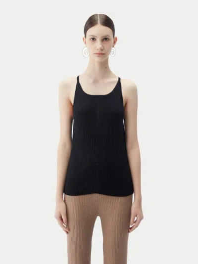Gobi Mongolian Cashmere Sleeveless Silk Cashmere Top In Black