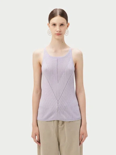 Gobi Mongolian Cashmere Sleeveless Silk Cashmere Top In Purple Heather