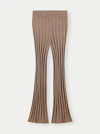 Gobi Mongolian Cashmere Textured Knit Cashmere Pants In Taupe