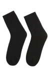 Gobi Mongolian Cashmere Trim Knit Bed Socks In Black