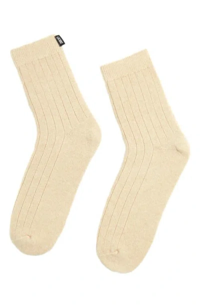Gobi Mongolian Cashmere Trim Knit Bed Socks In Neutral