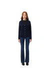 Gobi Mongolian Cashmere V-neck Cardigan In Blue